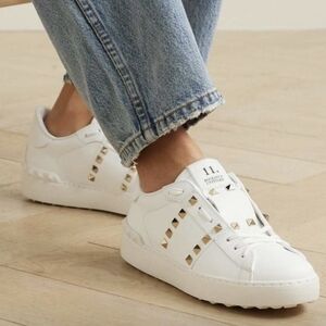 Valentino Garavani White and Gold Sneakers